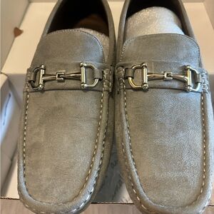Amali Gray Suede Driving Mocassin Loafers Classic Slip-Ons with Horsebit
